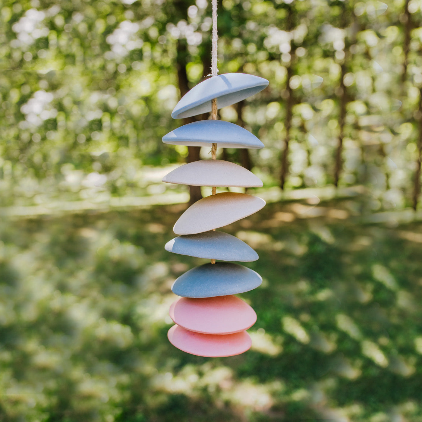 Handcrafted Ceramic Chimes - Blue / Ivory / Grey / Coral