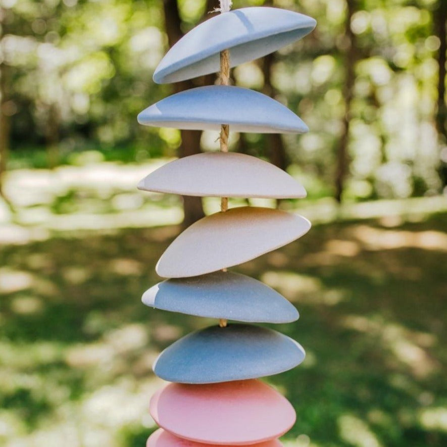 Handcrafted Ceramic Chimes - Blue / Ivory / Grey / Coral