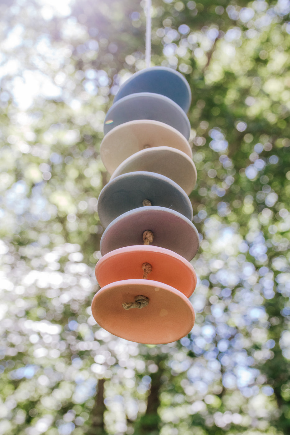 Handcrafted Ceramic Chimes - Blue / Ivory / Grey / Coral