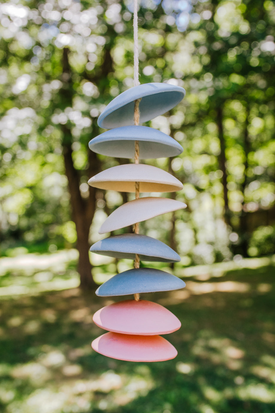 Handcrafted Ceramic Chimes - Blue / Ivory / Grey / Coral