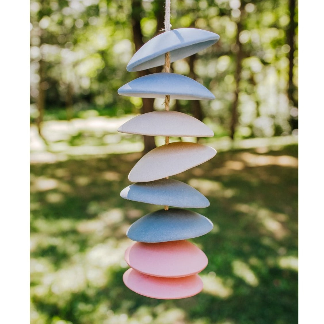 Handcrafted Ceramic Chimes - Blue / Ivory / Grey / Coral
