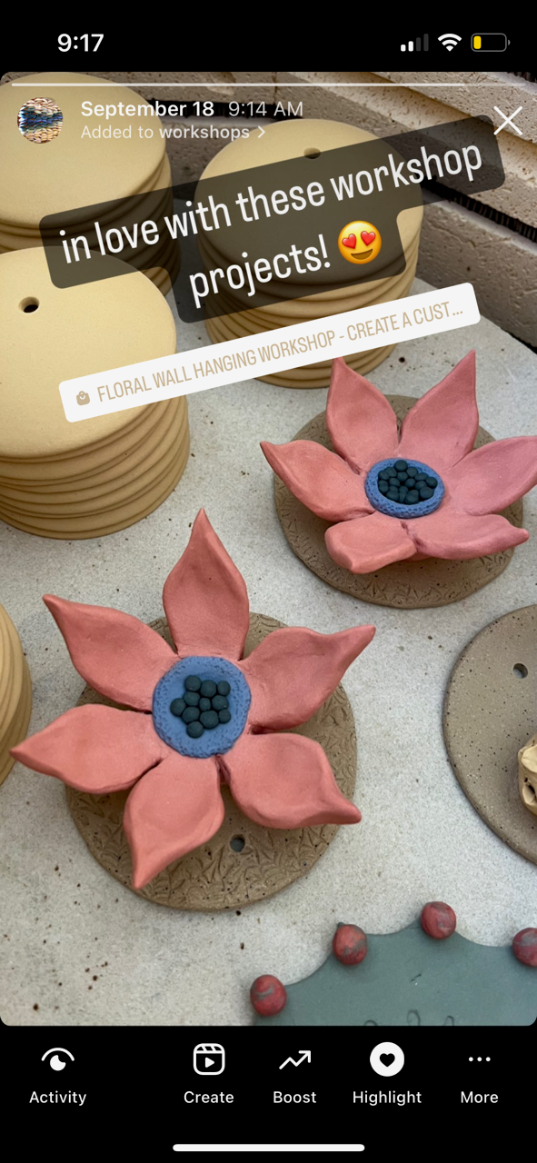 Floral Wall Hanging Workshop - create a custom wall hanging using our signature colorful stoneware!