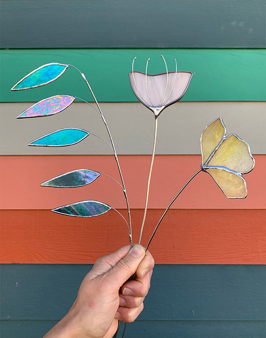 Long Stem Stained Glass Flower - Glass Ritual