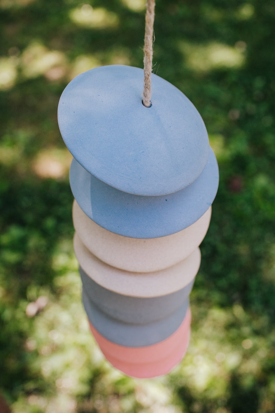 Handcrafted Ceramic Chimes - Blue / Ivory / Grey / Coral