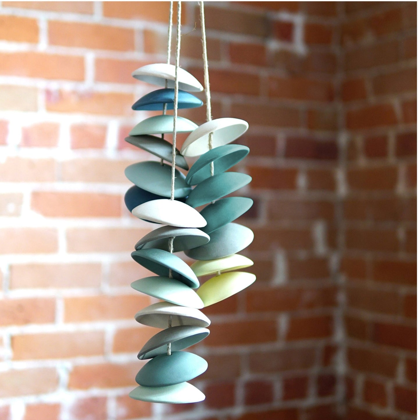 Handcrafted Ceramic Chimes in blues and greens