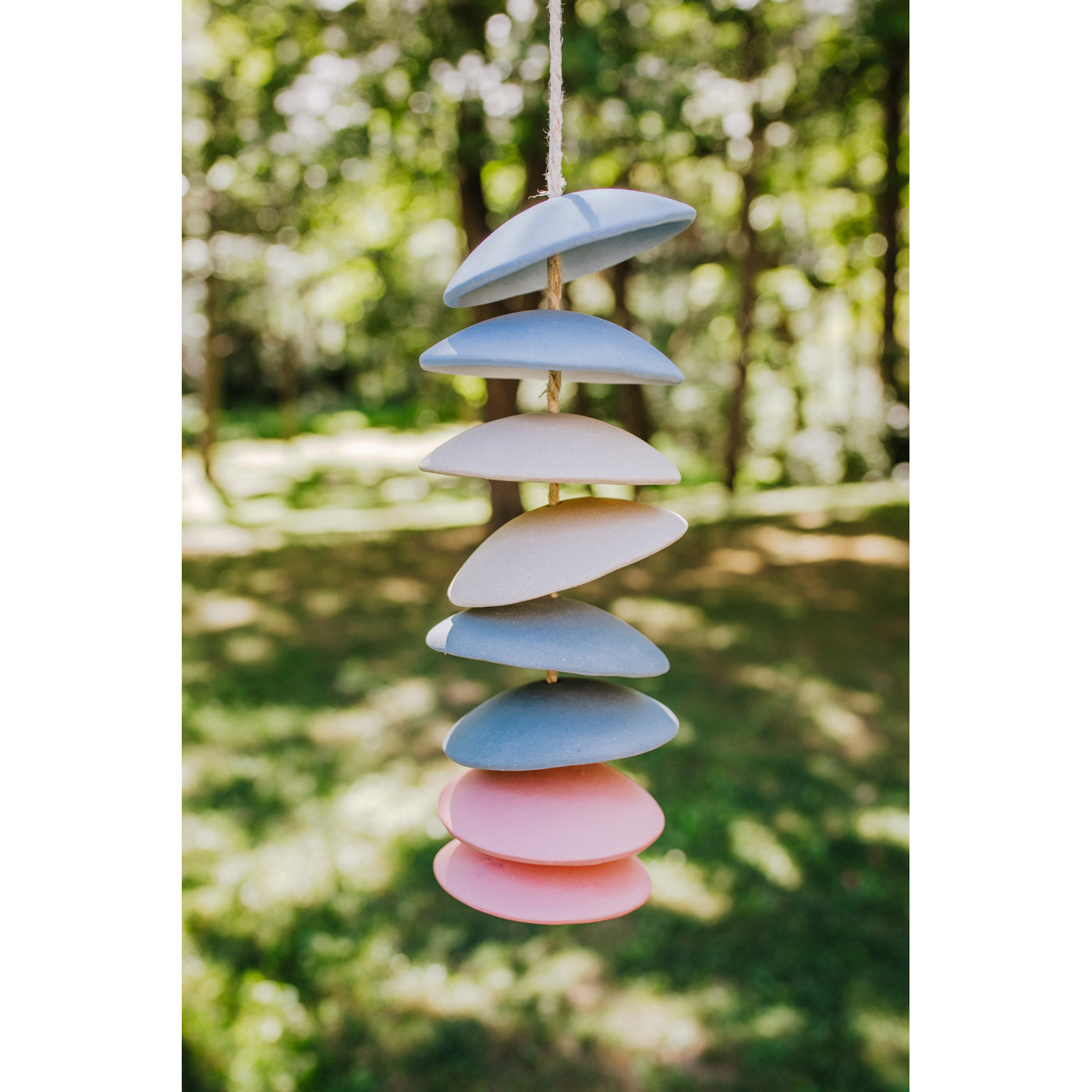 Handcrafted Porcelain Wind Chime, on sale Blue Cedar With Pine, 8 Suspended Pieces, Real Botanicals Used To Make Impressions